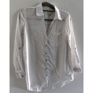 C&C California Shirt Womens XS White LinenOversized Beachy Coastal Classic